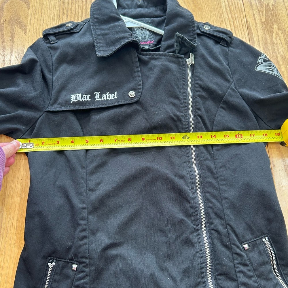 VTG Blac Label Pink Y2K Goth Grunge Jacket Women’s Medium Skull Wings Side Zip - Picture 7 of 13